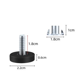20 Pcs Adjustable Furniture Feet M6 x 18mm Height Adjustable Feet Table Legs Leveler T Nuts for Levelling Threads for Chairs, Tables, Legs