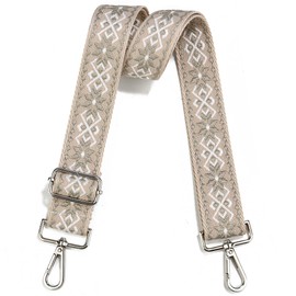 LVYOUME Crossbody Straps for Purses Silver Hardware Purse Strap Wide Shoulder Strap Adjustable Replacement,Retro Jacquard Embroidery for Shoulder Bags