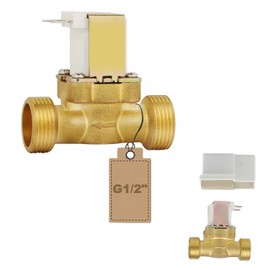 EXLECO 12 V NC G1/2 Inch Electromagnetic Valve DC Brass Electric Solenoid Valve 2 Way Water Inlet Normal Closed Magnetic Valve for Water Supply