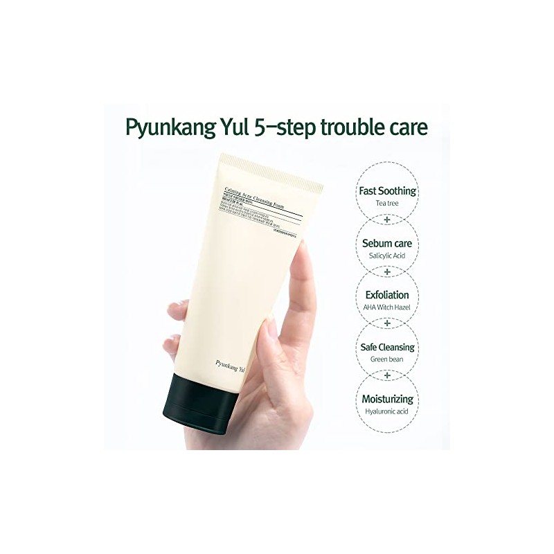 Pyunkang Yul- Espuma limpiadora calmante para el acné, limpiador facial