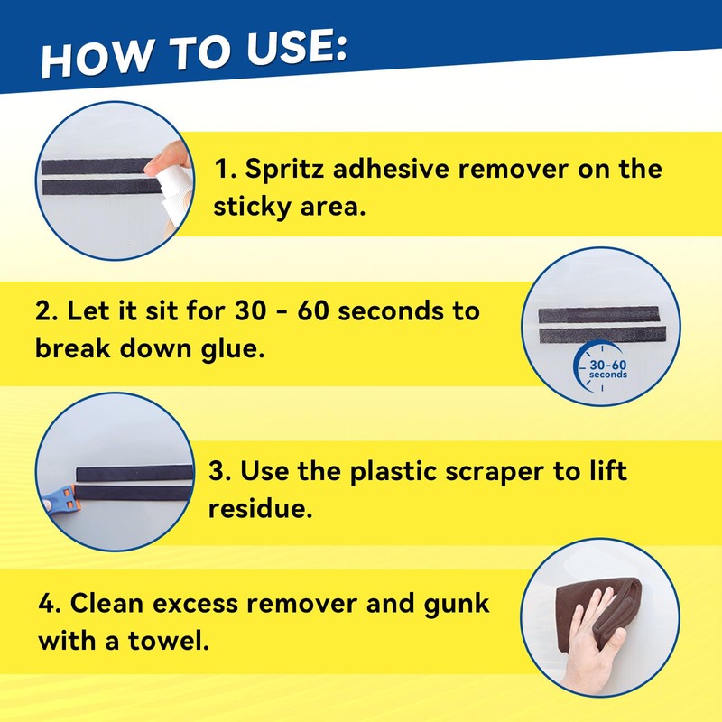 Tiepetly Adhesive Remover Spray 4.06oz, Sticker Remover with Plastic Scraper