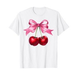 Coquette Bows Cherries Cute Coquette Girl Women cottagecore T-Shirt