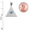 Fine Sterling Silver Egyptian Pyramid Charm with Evil Eye Blue