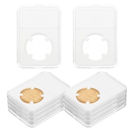 PATIKIL 28mm Coin Slab Display Holder, 10Pcs Clear Coin Case Storage Plastic Four-Point Box for Coin Collectors Collection Protection Organize