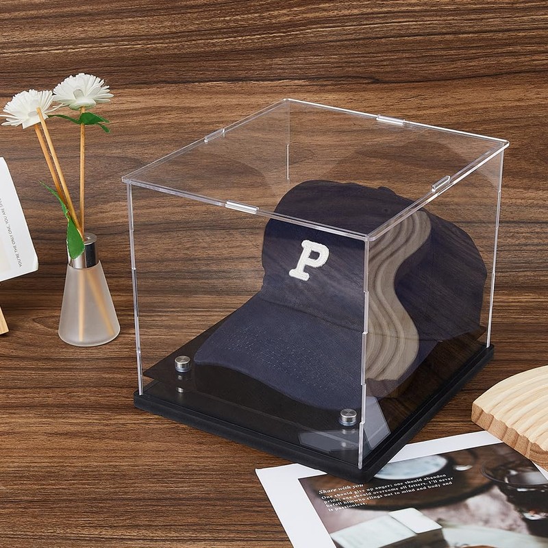 SUPERFINDINGS Acrylic Baseball Display Boxes Hat Dust-Proof Cases Rectangle Clear