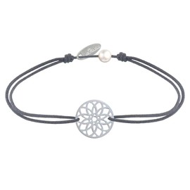 LES POULETTES BIJOUX - Bracelet Link Silver Medal Mandala Seeds of Life, Textile