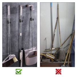 Hejo Pack of 10 Tool Holders, Broom Holder Wall, Broom Holder, Wall, Garden Tool Holder, Stainless Steel Wall Mount for Mop, Broom, Shovel, Tools