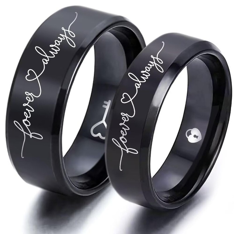 AONEW Lock Key Couple Ring Love Always Matching Promise Wedding