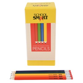School Smart No 2 Pencils, Hexagonal with Latex-Free Erasers, Assorted Body Colors, Pack of 144