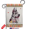 Harlequin Great Dane Happiness Garden Flag Set with Stand Animals