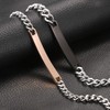 OIDEA Couple Bracelet Stainless Steel Curb Chain Bracelet with Engraving,
