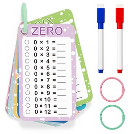 Slapaflife Multiplication Flash Cards 0-12, Times Table Flashcards,13 Pcs Flash Cards with 2 Dry Erase Markers 2 Rings, 1st to 3rd Grades Multiplication Game