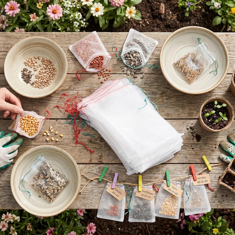 Garosa 50 Unidades Bolsas de Malla Reutilizables para Protección Frutas