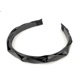 Black braided headband faux leather band grip teeth braid 5/8 inch wide faux patent leather shiny