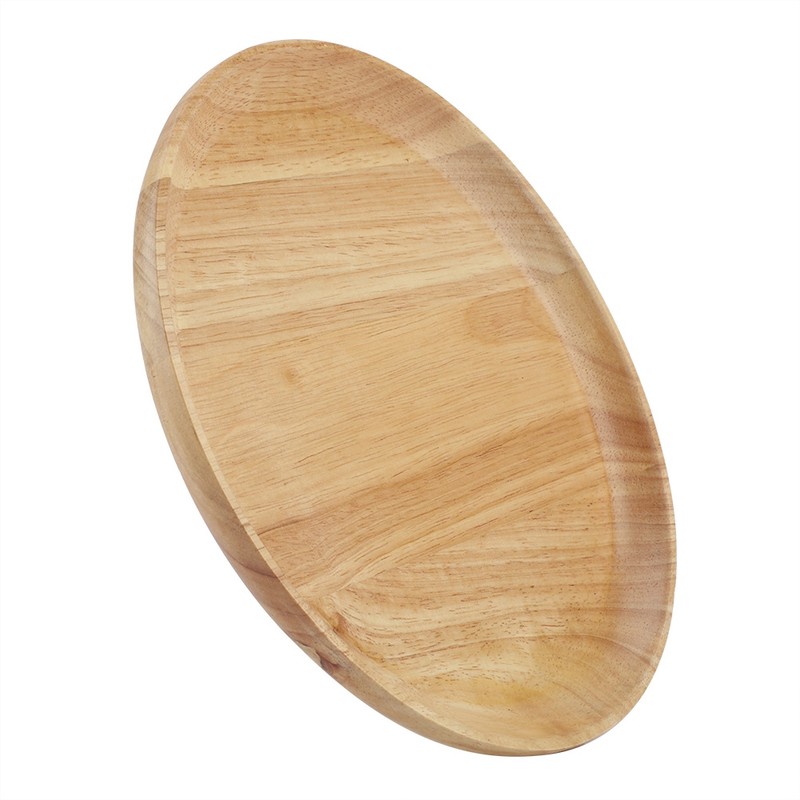 Round Wood Tea Tray Sushi Snacks Fruits Serving Plate Dish