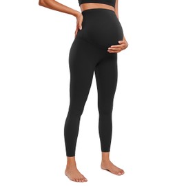 CRZ YOGA Womens Butterluxe Maternity Leggings Over The Belly 25" - Buttery Soft Workout Activewear Yoga Pregnancy Pants Black Large