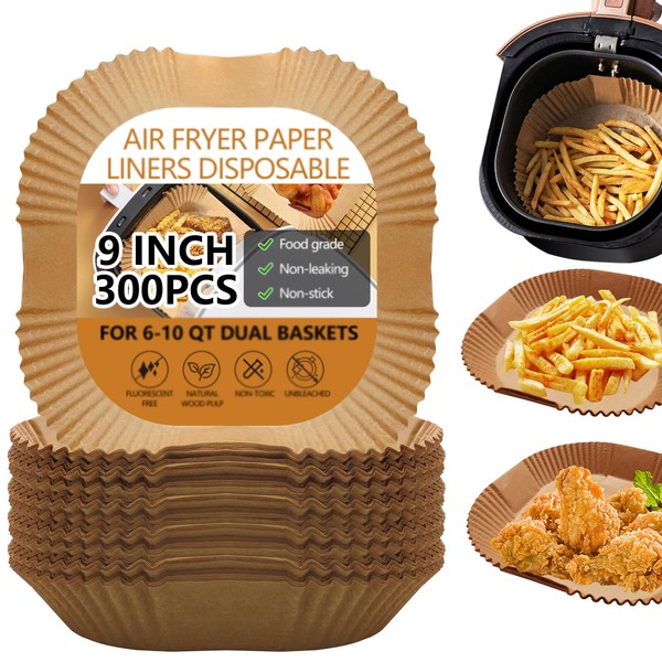 UBeesize 9 Inch Air Fryer Paper Liners,300 PCS Parchment Paper,