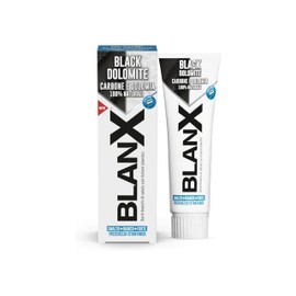 BlanX, Dentifricio Black Dolomite, Dentifricio Sbiancante, Con Carboni Attivi, Licheni Islandici, Dolomia 100% Naturali, Freschezza Istantanea e Duratura, Vegan Friendly, 75ml