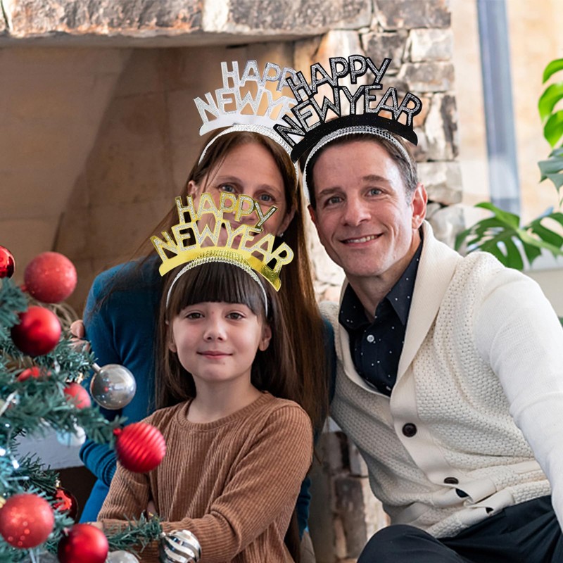 New Year's Eve Decoration 2024 Headband, Pack of 12 Happy