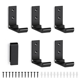 ERWEY Foldable Wall Hooks, Foldable Coat Hooks 90°, Pack of 6 Folding Hooks, Aluminium Alloy Wall Mount Hooks, Bag Hooks for Kitchen, Bathroom, Wall, Jacket, Towel, Keys, Black