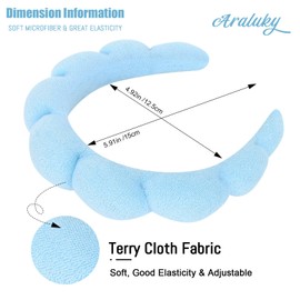 Araluky Women Spa Headband, Blue - Soft and Comfortable Headband for Washing Face, Makeup Removal, Yoga, Sports, Skincare, Hair Accessories for Women and Girls