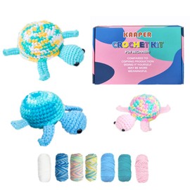 Crochet Kit for Beginners Adults and Kids, Beginner Crochet Animal Kit Turtles Family Kit 3 pcs, Crochet Starter Kit & Knitting Supplies with Step-by-Step Video (Turtles Family)