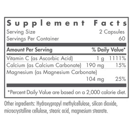 Nutricology Buffered Vitamin C - Calcium, Magnesium, Immune Support - 120 Vegetarian Capsules