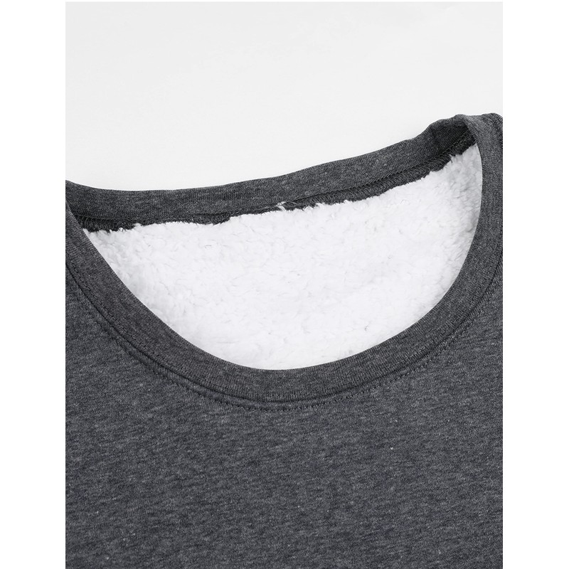 Yeokou Women Warm Sherpa Lined Fleece Crewneck Sport Sweatshirt Pullover