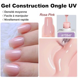 INTOBAS UV Gel 5 in 1 Builder Gel Pink 15ml with 100pcs Chalbon UV/LED Nail Gel Builder Gel Base Gel for Extension and Strengthening Manicure