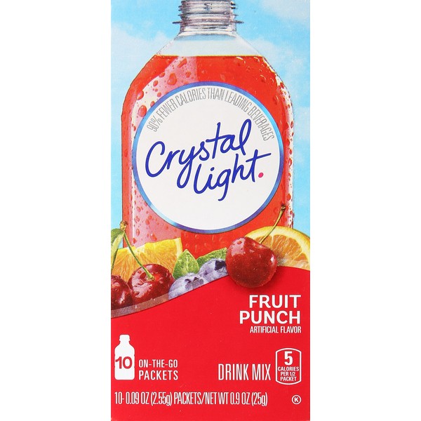 Crystal Light Sugar-Free Fruit Punch On-The-Go Powdered Drink Mix 10 Count