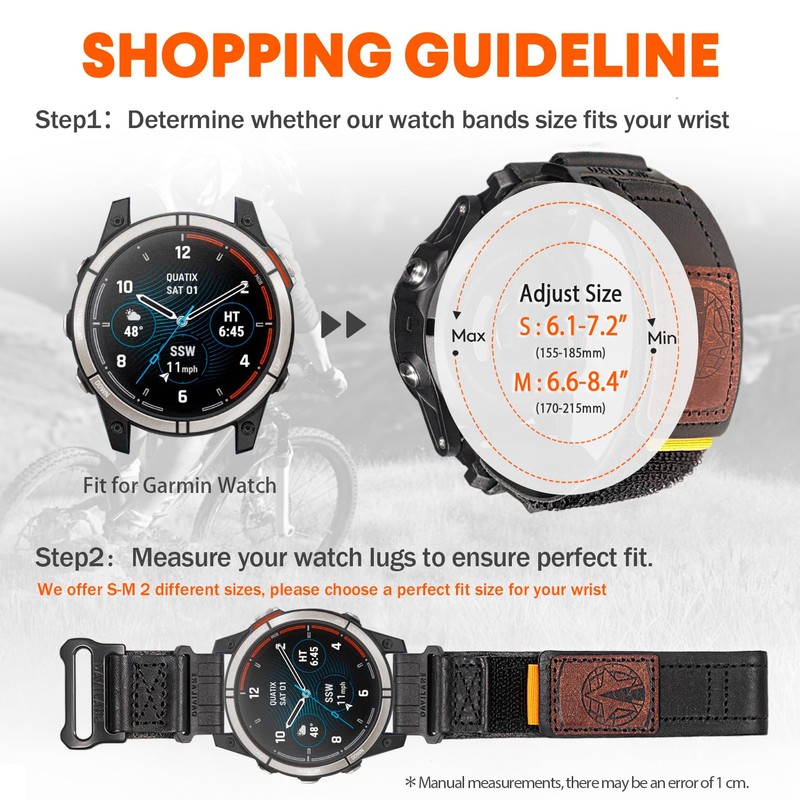 DAVILANE 22mm Leather Tactical Watch Band, Military Quick Fit Strap
