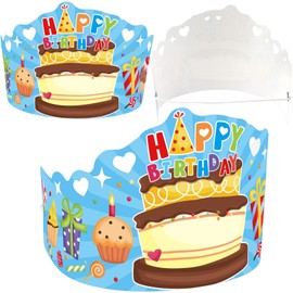 FANCY LAND Birthday Crowns for Kids Die-Cut Blue Crowns Classroom Family Birthday School VBS Party Supplies Pack of 30
