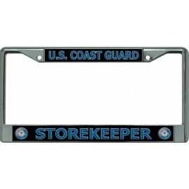 uscg coast guard storekeeper military logo chrome license plate frame usa made