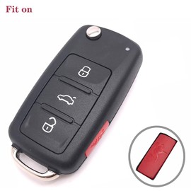 Silicone Keyless Remote Protector Key Fob Cover Case fit for VW Volkswagen Jetta Passt Keyless Entry Remote Key Fob (Black+Red)