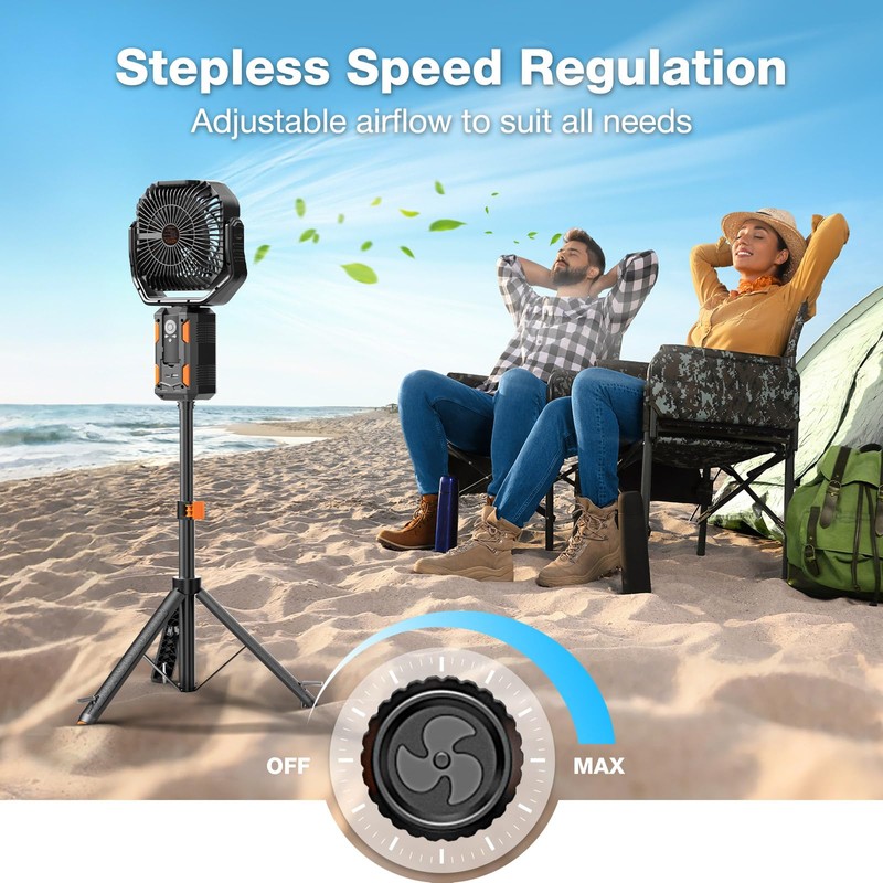 OGERY Camping Fan, Portable Fan with Adjustable Height Stand, 20000mAh
