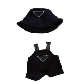Clothes for Doll(NO Doll) - Hat & Overalls Set , Premium Outfit with Accessories, Stylish Clothes for Doll (Style Black)