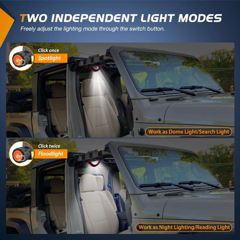 Nilight Dome Light w/Grab Handle Universal 2”- 4” Roll Bar