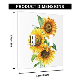 Pznen Bouquet of Yellow Flowers Double Toggle Light Switch Cover Watercolor Sunflowers Wall Plate Covers 2-Gang Toggle Switch Plates Home Decorative Office