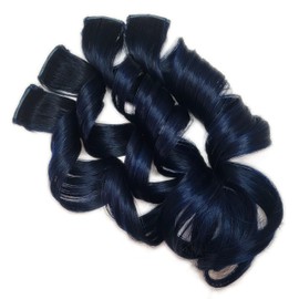 Dark Royal Blue Clip in Remy Real Human Hair Extensions Colored Hairstyle (12 inch)