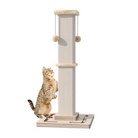 Large Cat Scratching Post, 32 Inch Tall Heavy Duty Scratching Post with Tracking Interactive Toys for Indoor