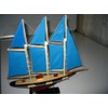 Atlantic Hand Made Wooden Model Sailing Ship 14" Blue Sail