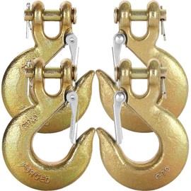 APOCHON 4 Pack 3/8 Inch Chain Hooks, Grade 70 Forged Steel Heavy Duty Clevis Slip Hook with Safety Latch,Safety Trailer Safety Chain Hook for G70 3/8" Transport Chain, 18000lbs Capacity