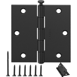 AmzGod Door Hinges Matte Black - 18 Pack Black Door Hinges 3.5 Inch Interior Door Hinges with Square Corner - 3 1/2 Inch Black Hinges for Doors 3.5" Residential Standard Door Hardware