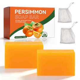 2PCS Jabón de Persimón Desodorante Natural,Barra de jabón de Persimón para la eliminación del olor corporal, Contra el olor de las axilas,Jabónes de baño desodorantes para hombres y mujeres