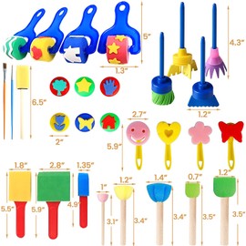 Sponge Painting Brush Set, 30 Pieces Children's Sponge Brush Painting Tools, Children's Painting Tools Set, DIY Hand Painting Tools, Sponge Brush Tool for Children, Crafts