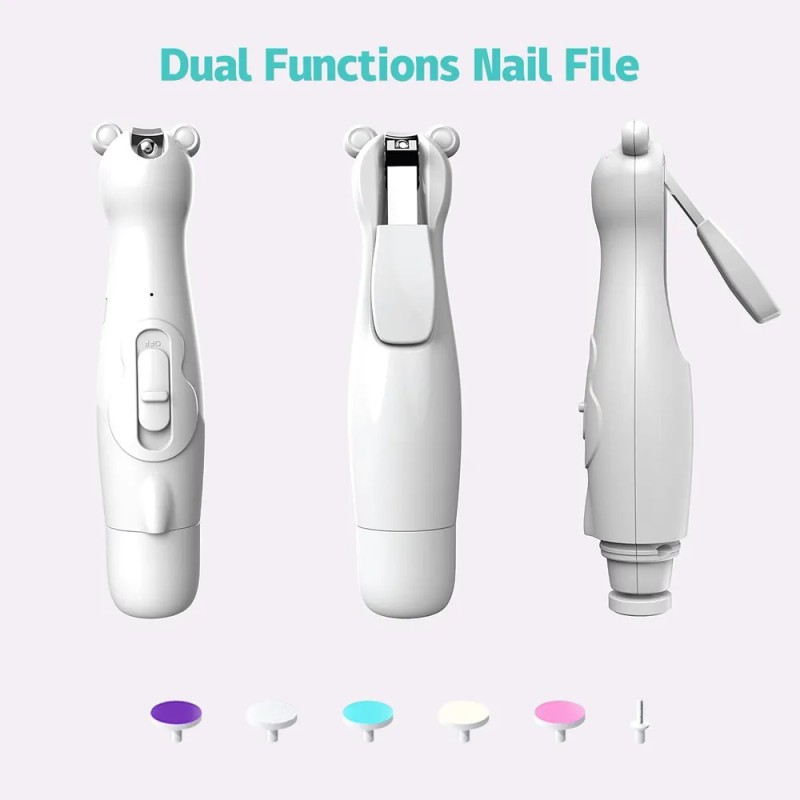 Kit Limador Uñas Cortaúñas Para Bebe Eléctrico Luz Led