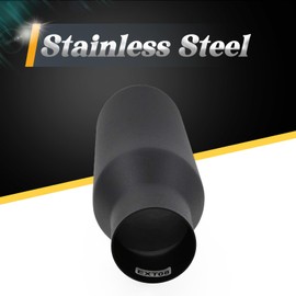 WestMotive, 2.5 Inch Inlet Black Exhaust Tip, 2.5" 4" Outlet 12" Long Powder Coated Finish Stainless Steel Rolled Edge, Bolt On