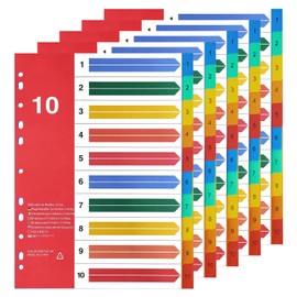 Srvnpioy 10 Pieces A4 Dividers 5 Pieces No.1-10 Index A4 Dividers PP Multicolor Folder Index for School Office