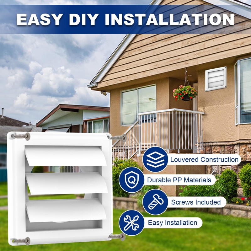 Dryer Vent Cover Outside, 4inch Louvered Outdoor Vent Cover Includes