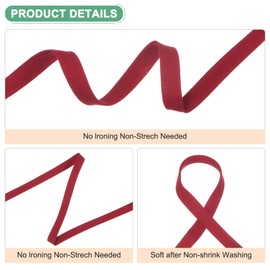 M METERXITY Double Fold Bias Tape 1/4 Inch 12 Yards Cotton Bias Binding Tape Bulk Double Fold Bias Tape for Sewing/Seaming Hemming/Binding//Quilting/DIY Craft [Red]